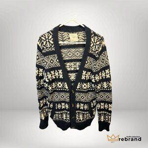 Minimum Danish Nordic Lambswool Cardigan Fair Isle Sweater M